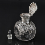 Handblown glass & silver perfume bottle
