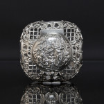 Handblown glass & silver perfume bottle