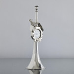 Victorian silver hunting horn clock