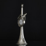 Victorian silver hunting horn clock