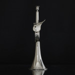 Victorian silver hunting horn clock