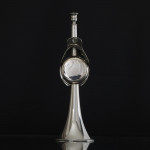 Victorian silver hunting horn clock