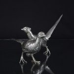 Pair of antique sterling silver pheasant models