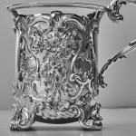 Early-Victorian embossed silver pint mug