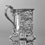 Early-Victorian embossed silver pint mug