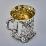 Early-Victorian embossed silver pint mug