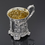 Early-Victorian embossed silver pint mug