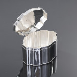 Large scalloped silver tea caddy