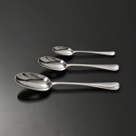 Set of antique Edwardian hand-forged 4-prong Rattail pattern silver cutlery for 24