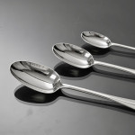 Set of antique Edwardian hand-forged 4-prong Rattail pattern silver cutlery for 24