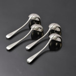 Set of antique Edwardian hand-forged 4-prong Rattail pattern silver cutlery for 24