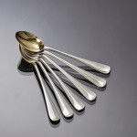 Set of antique Edwardian hand-forged 4-prong Rattail pattern silver cutlery for 24