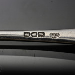 Set of antique Edwardian hand-forged 4-prong Rattail pattern silver cutlery for 24