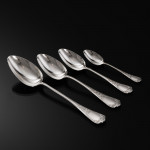 Antique 1st standard French La Regence pattern cutlery set for 12 in canteen