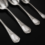 Antique 1st standard French La Regence pattern cutlery set for 12 in canteen