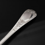 Antique 1st standard French La Regence pattern cutlery set for 12 in canteen