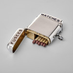 Large double-ended antique sterling silver pocket vesta match box