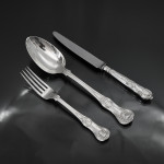 Set Queen's pattern sterling silver cutlery for 12 by George Adams