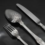 Set Queen's pattern sterling silver cutlery for 12 by George Adams