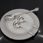 Set Queen's pattern sterling silver cutlery for 12 by George Adams