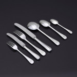 Set of 20th-century antique hand-forged 4-prong Rattail sterling silver cutlery for 12