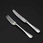 Set of 20th-century antique hand-forged 4-prong Rattail sterling silver cutlery for 12