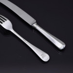 Set of 20th-century antique hand-forged 4-prong Rattail sterling silver cutlery for 12