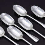 Set of 20th-century antique hand-forged 4-prong Rattail sterling silver cutlery for 12