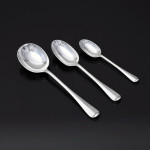 Set of 20th-century antique hand-forged 4-prong Rattail sterling silver cutlery for 12