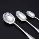 Set of 20th-century antique hand-forged 4-prong Rattail sterling silver cutlery for 12