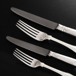 Set of early Victorian hand-forged King's Husk sterling silver cutlery for 12 in canteen