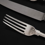 Set of early Victorian hand-forged King's Husk sterling silver cutlery for 12 in canteen