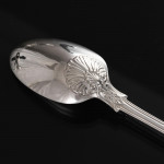 Set of early Victorian hand-forged King's Husk sterling silver cutlery for 12 in canteen