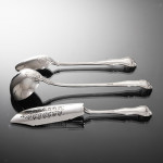 Set of early Victorian hand-forged King's Husk sterling silver cutlery for 12 in canteen