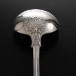 Set of early Victorian hand-forged King's Husk sterling silver cutlery for 12 in canteen