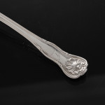 Set of early Victorian hand-forged King's Husk sterling silver cutlery for 12 in canteen