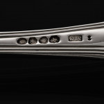 Set of early Victorian hand-forged King's Husk sterling silver cutlery for 12 in canteen