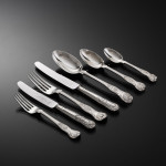 Set of Victorian hand-forged King's pattern sterling silver cutlery for 12