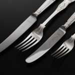 Set of Victorian hand-forged King's pattern sterling silver cutlery for 12