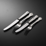 Set of Victorian hand-forged King's pattern sterling silver cutlery for 12