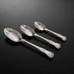 Set of Victorian hand-forged King's pattern sterling silver cutlery for 12