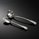 Set of Victorian hand-forged King's pattern sterling silver cutlery for 12