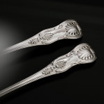 Set of Victorian hand-forged King's pattern sterling silver cutlery for 12