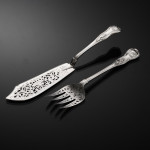 Set of Victorian hand-forged King's pattern sterling silver cutlery for 12