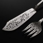 Set of Victorian hand-forged King's pattern sterling silver cutlery for 12