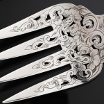 Set of Victorian hand-forged King's pattern sterling silver cutlery for 12