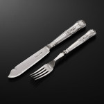 Set of Victorian hand-forged King's pattern sterling silver cutlery for 12