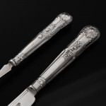 Set of Victorian hand-forged King's pattern sterling silver cutlery for 12