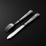 Set of Victorian hand-forged King's pattern sterling silver cutlery for 12