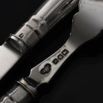 Set of Victorian hand-forged King's pattern sterling silver cutlery for 12